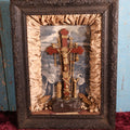 Lot 004 - Antique Thy Kingdom Come Religious Shadow Box, Jesus Christ Crucifixion, Weapons Of Christ, No Glass