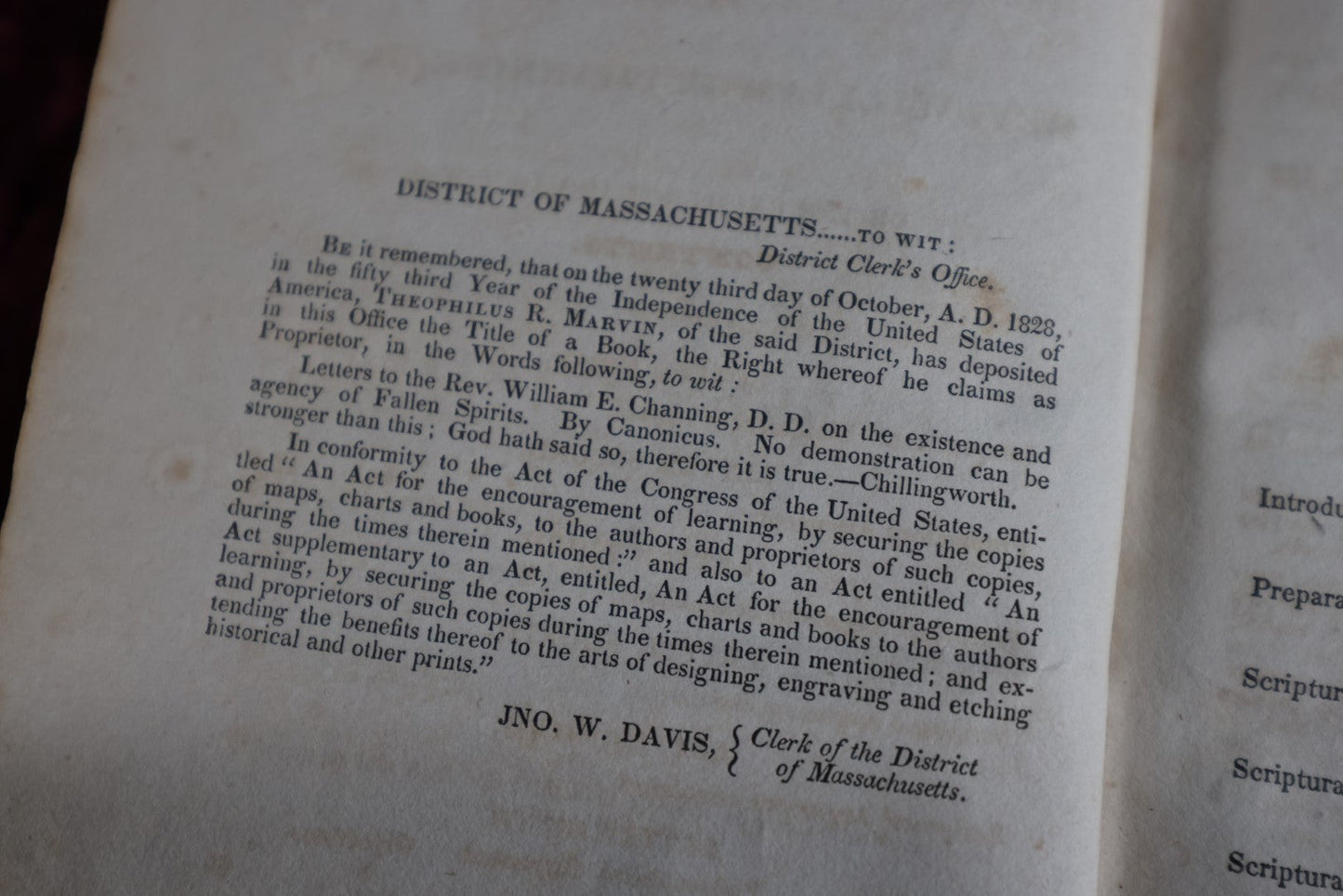 Lot 008 - On The Existence And Agency Of Fallen Spirits, 1828 Antique Book, Letters To The Rev. Willioam E. Channing, D.D., By Canonicus, First Edition