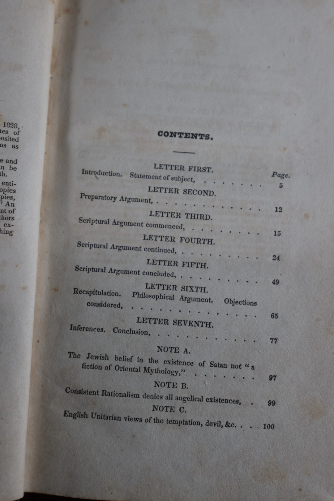 Lot 008 - On The Existence And Agency Of Fallen Spirits, 1828 Antique Book, Letters To The Rev. Willioam E. Channing, D.D., By Canonicus, First Edition