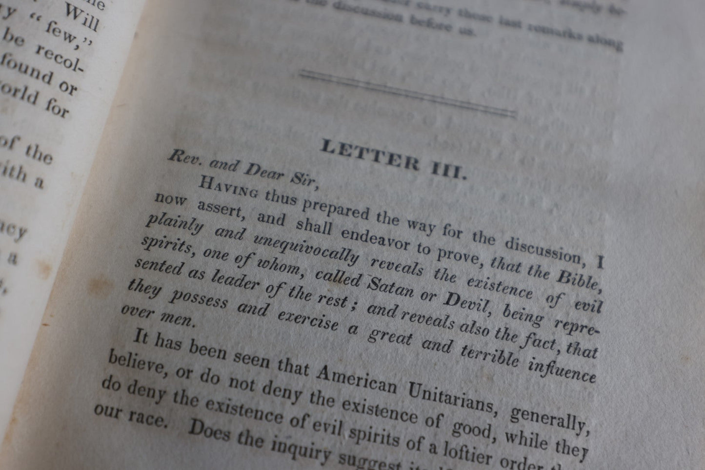 Lot 008 - On The Existence And Agency Of Fallen Spirits, 1828 Antique Book, Letters To The Rev. Willioam E. Channing, D.D., By Canonicus, First Edition