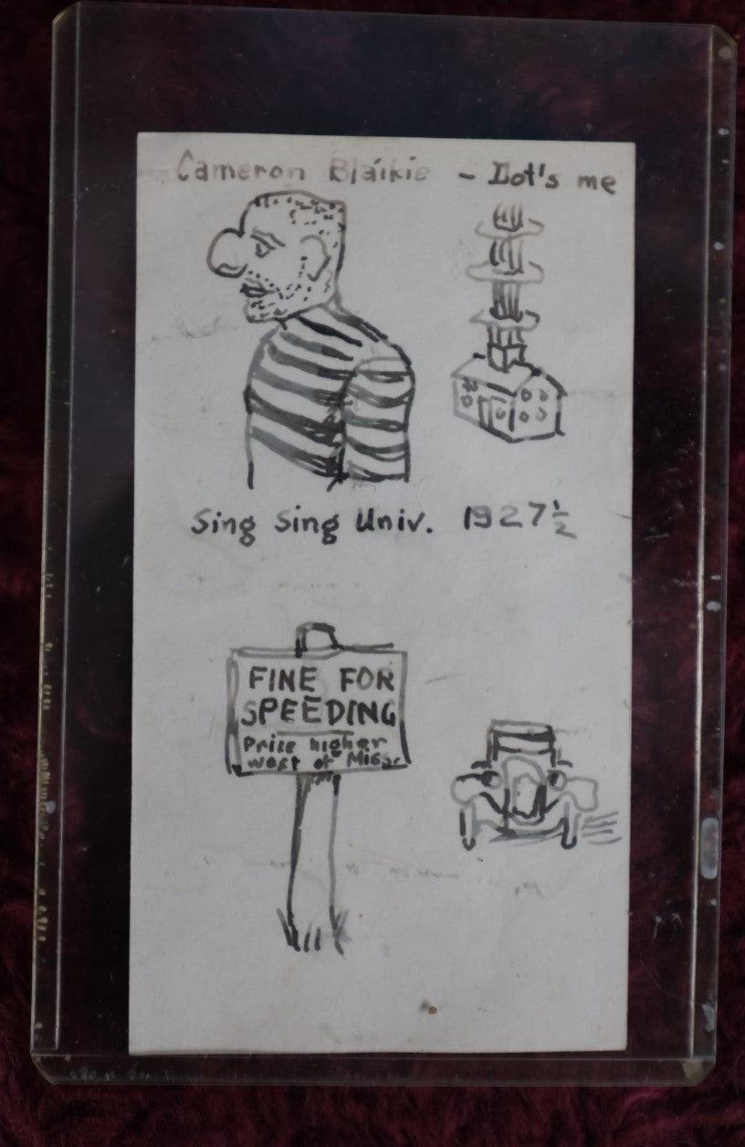 Lot 138 - Antique Prison Art Pen And Ink Drawing, Sing Sing University, 1927-1/2, Cameron Blaikie, Marked Wheaton College, Massachusetts On Back