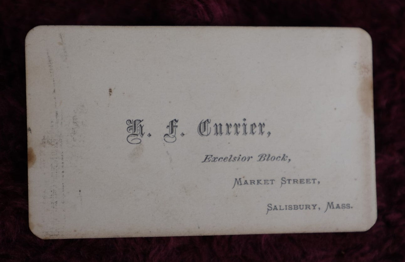 Lot 139 - Antique Cdv Photo Of Funeral Flowers Cross, H.F. Currier Photographer, Excelsior Block, Market Street, Salisbury, Mass