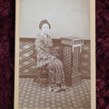 Lot 142 - Antique Cdv Photo Of Japanese Woman In Kimono, Japanese Characters On Back, Text Translates To "Warm Tsuchiya Crane"