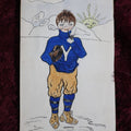 Lot 149 - Antique Pen And Ink, Marker, Drawing Of Yale Football Player, Original Caricature, Smoking Pipe