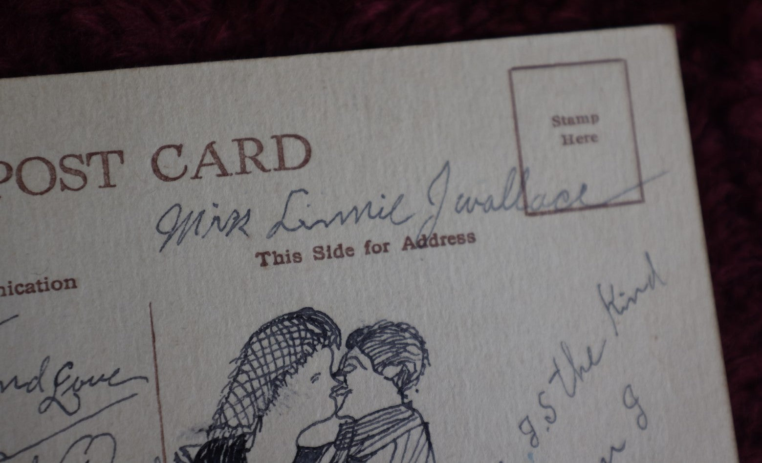 Lot 156 - Antique 1913 Postcard From A Secret Admirer With Hand Drawn Pen And Ink Drawing Of Man And Woman Kissing... Passionately, "This Is The Kind Of Dream I Like," Postcard From Bristol, N.H.