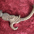 Lot 014 - Antique Cast Metal Hook With Screw, Wolf Or Dolphin Motif, Single