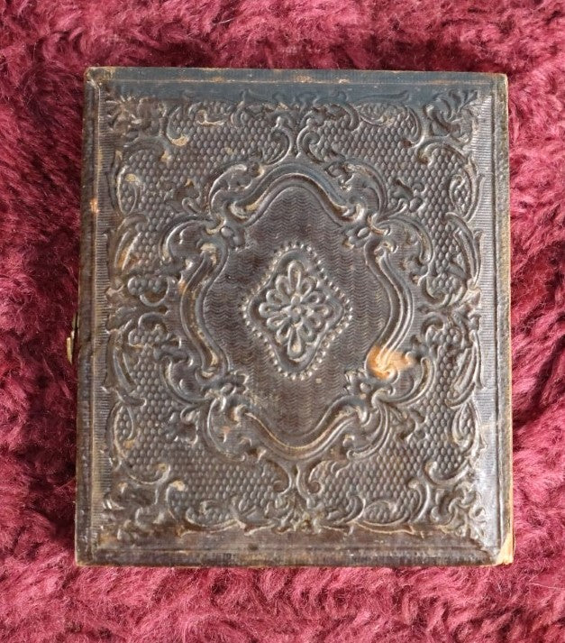 Lot 162 - 1/9Th Plate Tintype Of Couple In Half Leatherette Case, Woman Holding Book