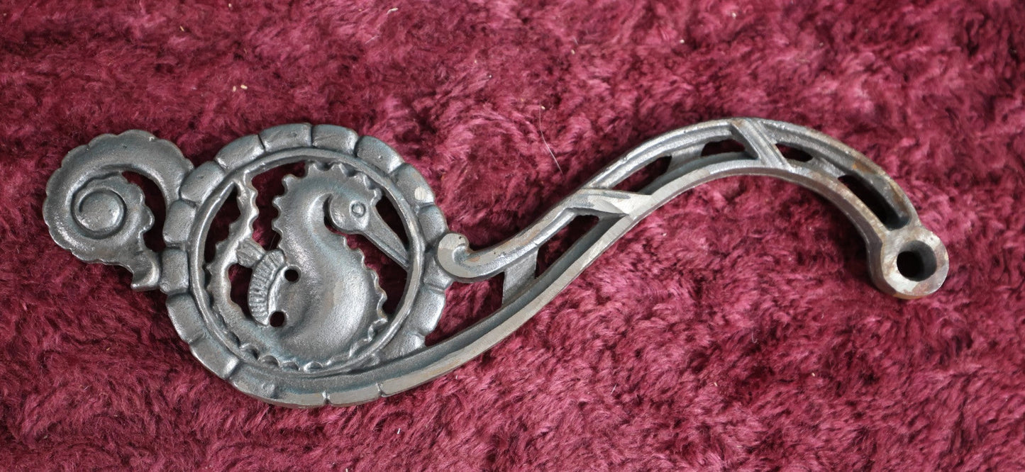 Lot 016 - Antique Cast Iron Seahorse Motif Nautical Bridge Arm For Floor Lamp