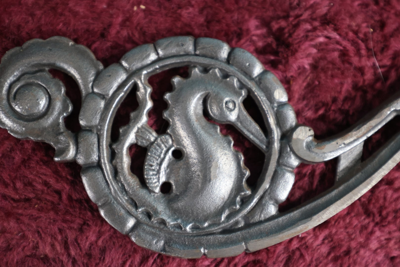 Lot 016 - Antique Cast Iron Seahorse Motif Nautical Bridge Arm For Floor Lamp