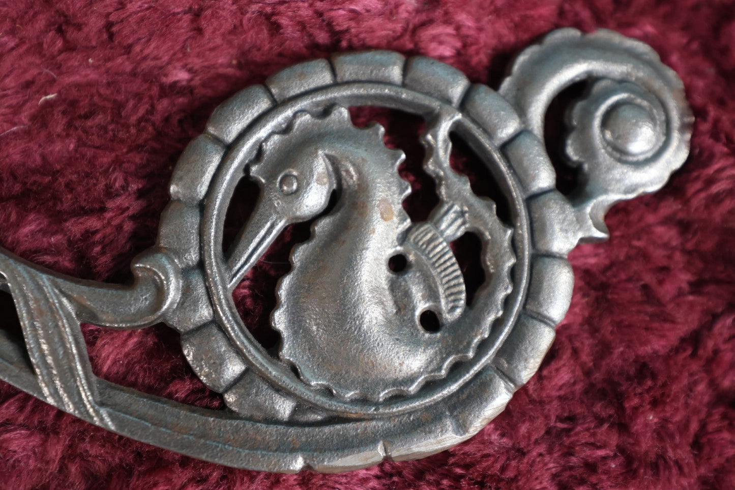 Lot 016 - Antique Cast Iron Seahorse Motif Nautical Bridge Arm For Floor Lamp