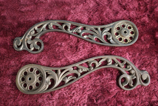 Lot 017 - Pair Of Antique Bridge Arms For Floor Lamp, Cast Iron, Left And Right, Sold As Pair