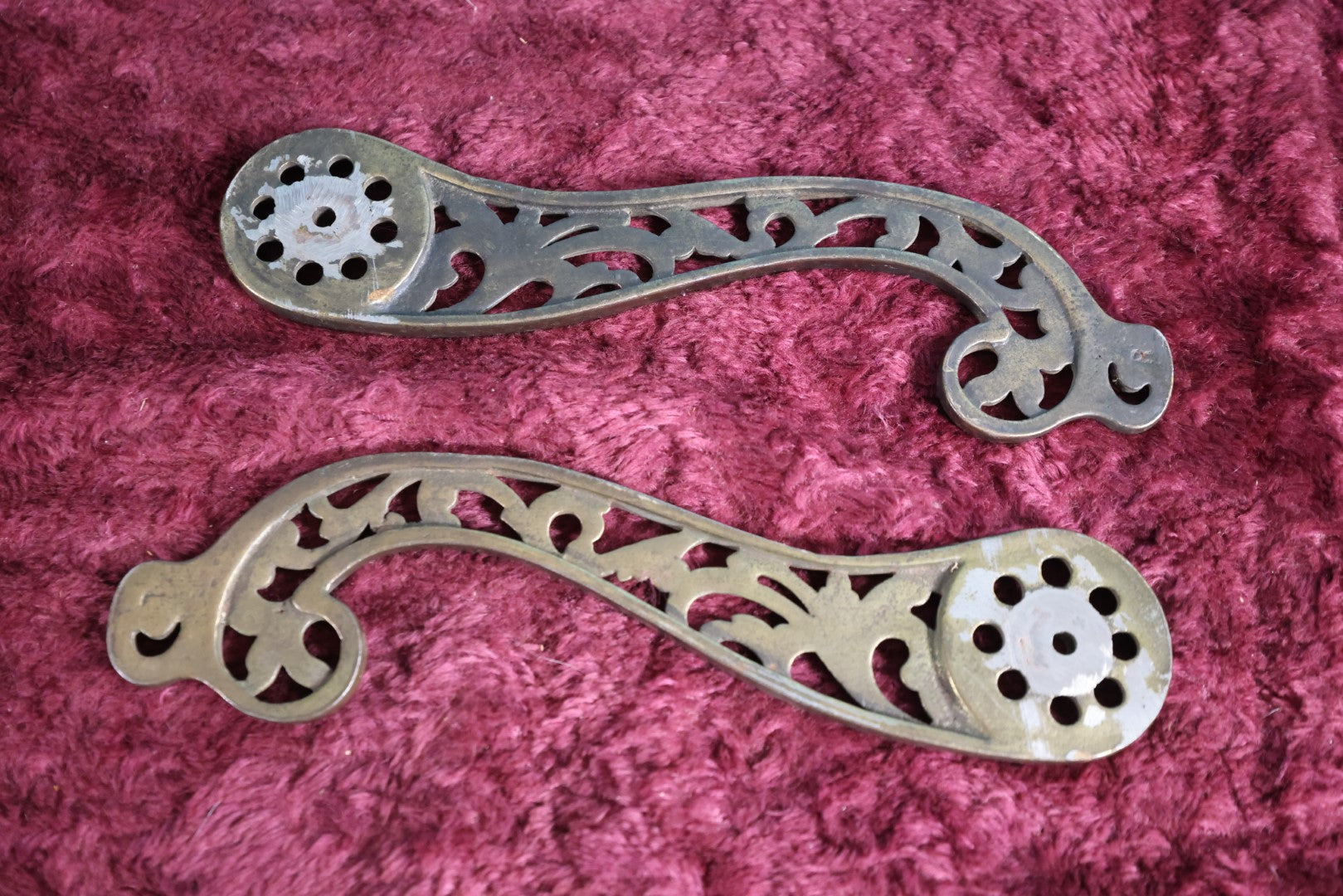 Lot 017 - Pair Of Antique Bridge Arms For Floor Lamp, Cast Iron, Left And Right, Sold As Pair