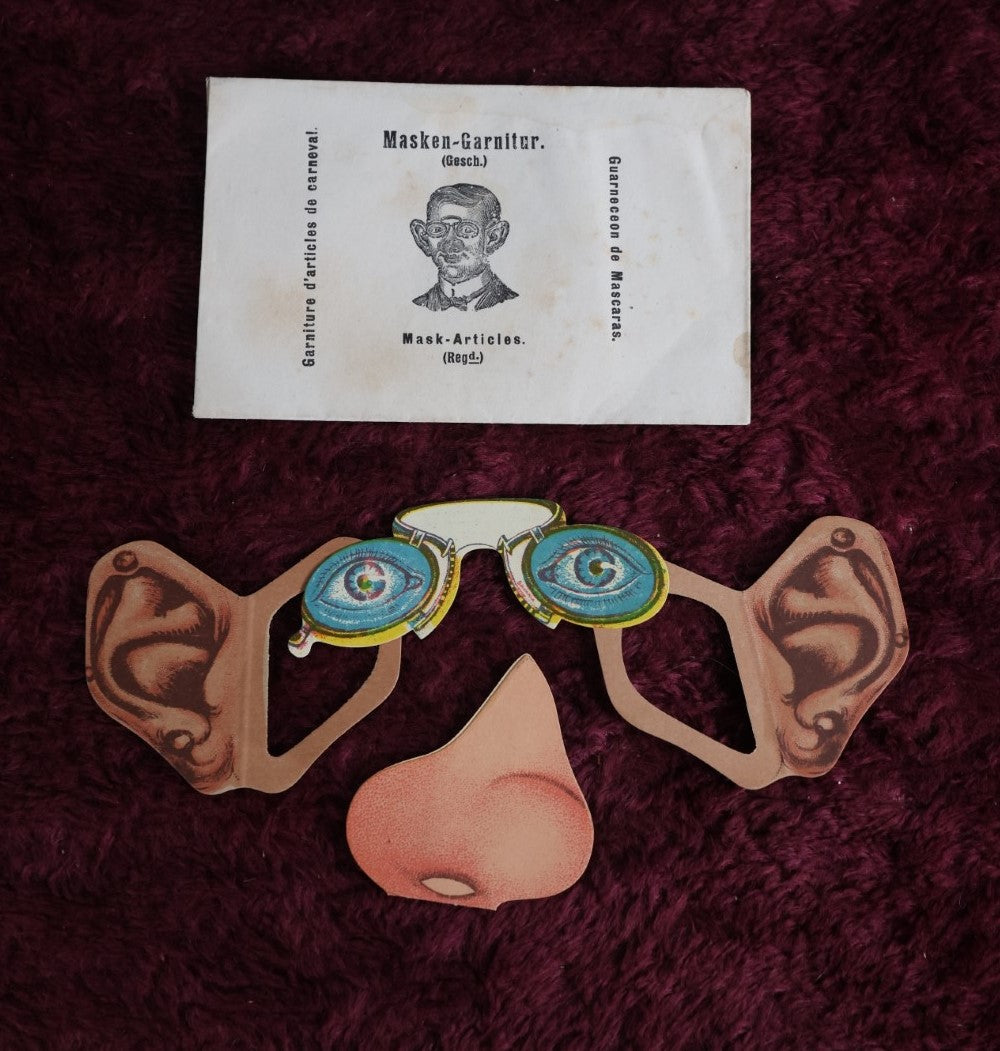 Lot 021 - Antique Novelty Disguise Mask Set In Original Envelope, Circa 1920, Germany