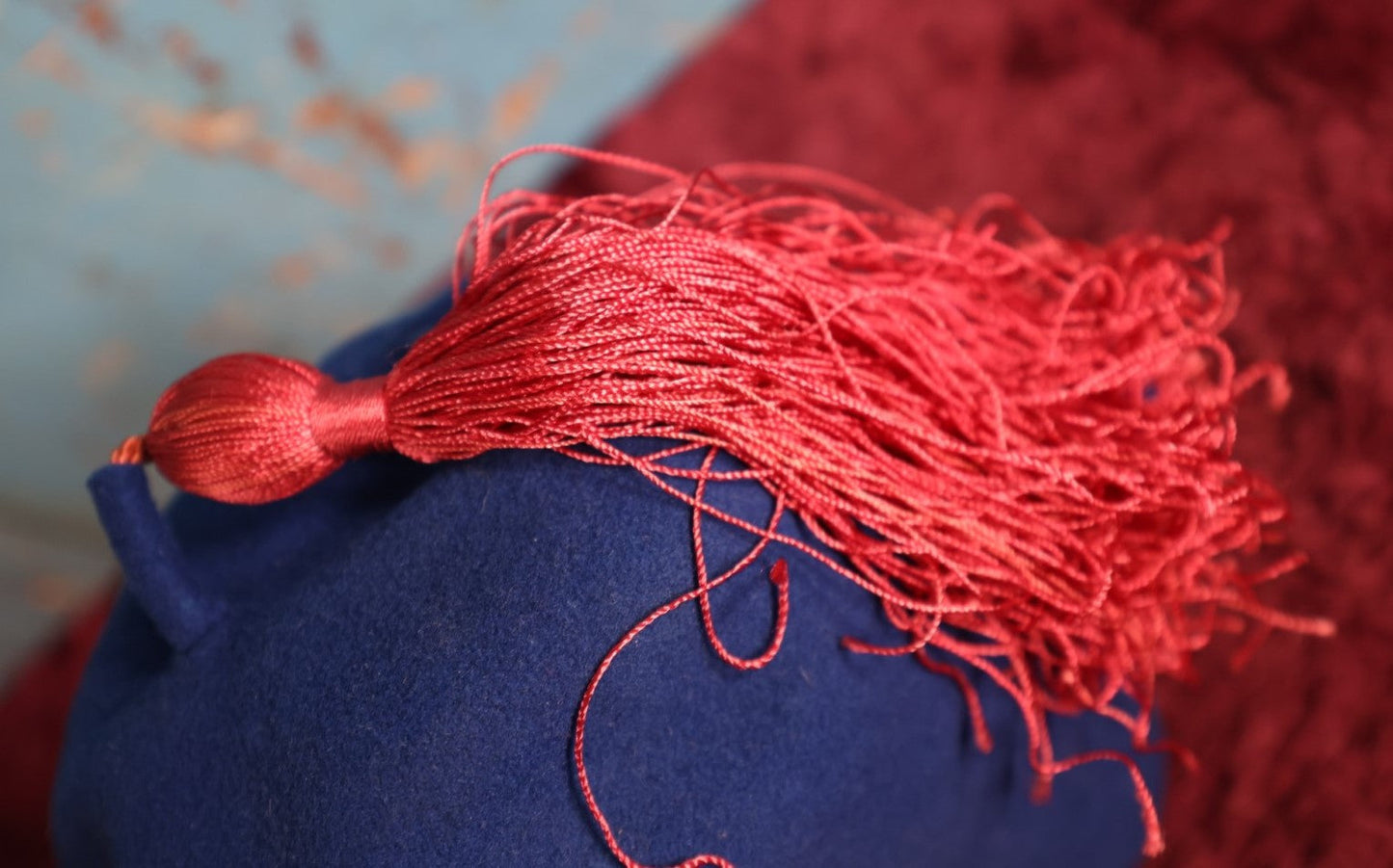 Lot 032 - Vintage Odd Fellows I.O.O.F. Three Links Purple-Blue Fez With Tassle, Butler 97 Lodge, Made By Gemsco, New York City, Metal Thread Embroidery