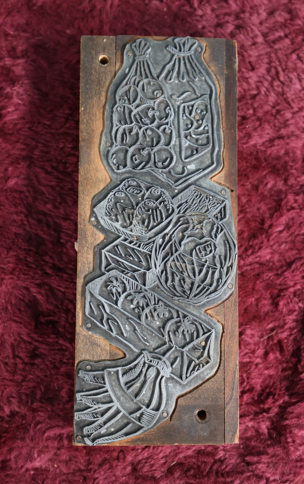 Lot 035 - Antique Printing Block Of Fruits And Vegetables