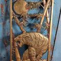 Lot 037 - Vintage Brass Japanese Tiger Wall Hanger Decor