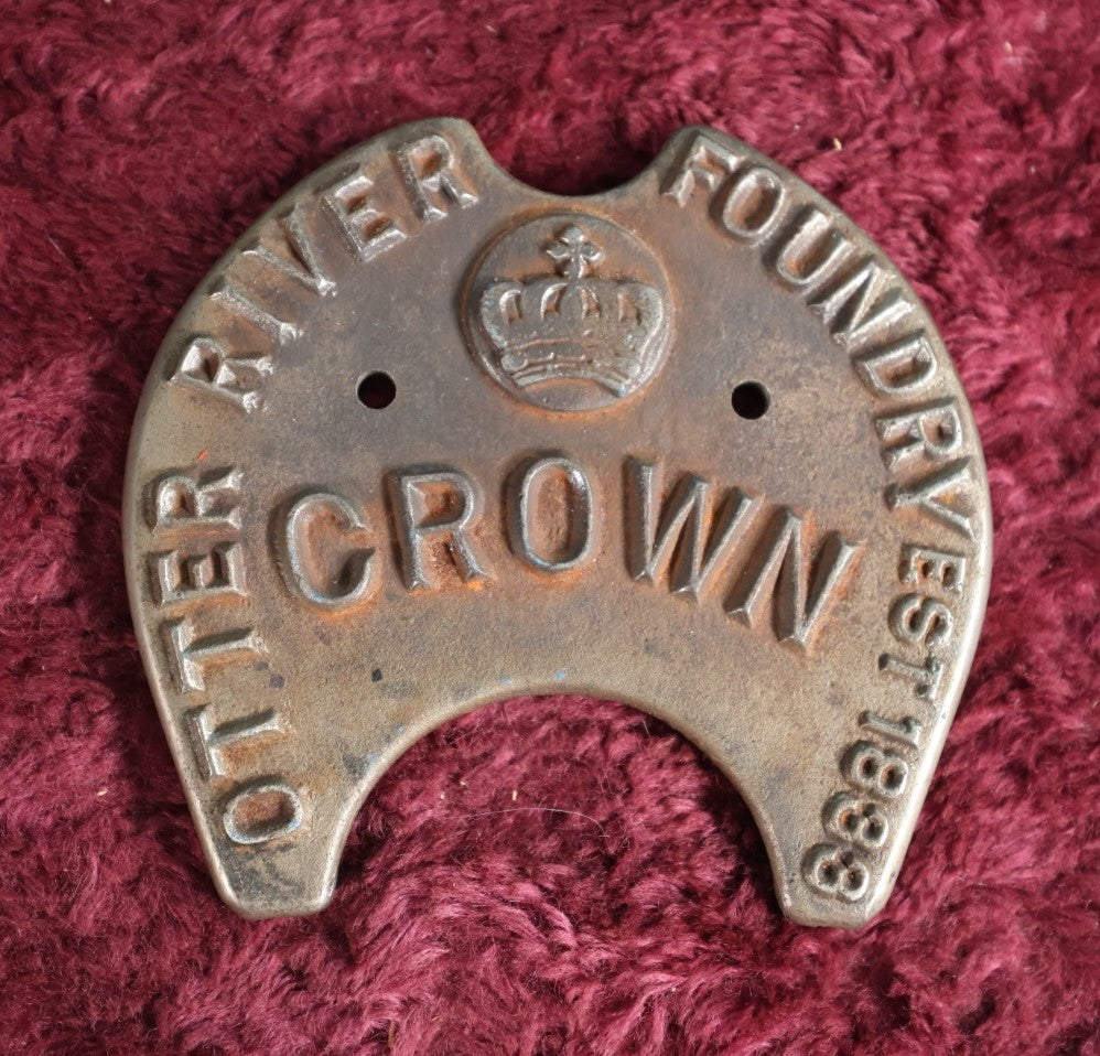 Lot 040 - Antique Crown Cast Iron Manufacturing Badge By Otter River Foundry, Established 1833