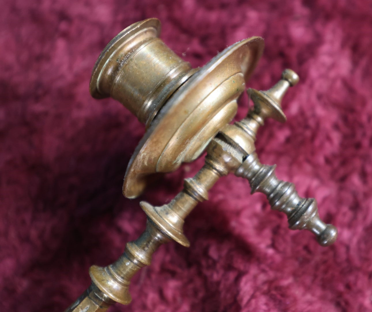 Lot 041 - Antique Brass Wall Mount Single Taper Candlestick Holder With Swinging Arm