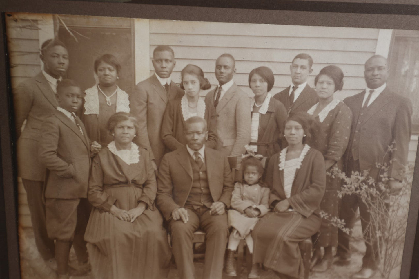 Lot 045 - Antique Boarded Photograph Of The Thompson Family, African American Family, Dated December 27, 1921, Location Unknown, Mrs. S.E. Thompson