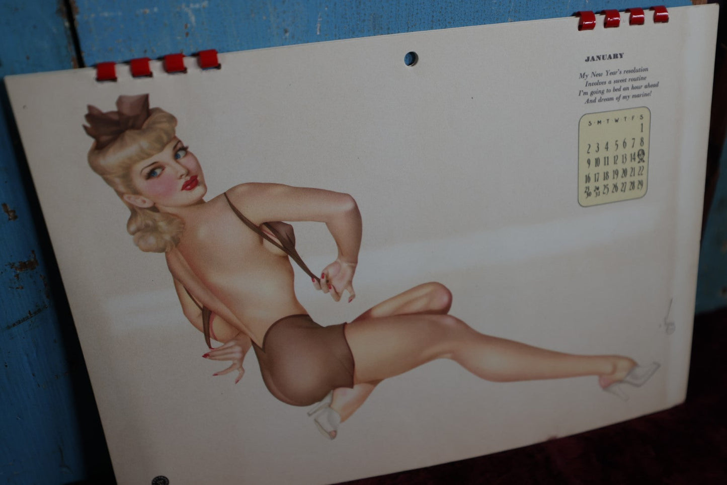 Lot 047 - Vintage 1944 Equire Varga Calendar With Pinups By Alberto Vargas, Complete, In Folder