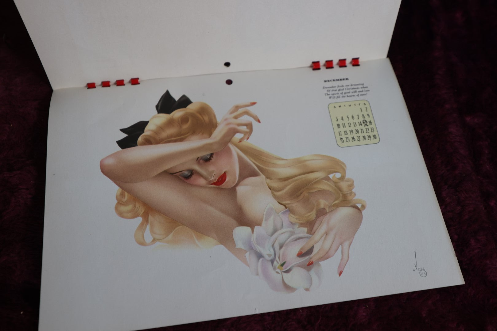 Lot 047 - Vintage 1944 Equire Varga Calendar With Pinups By Alberto Vargas, Complete, In Folder