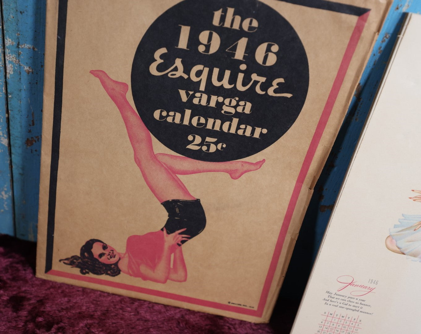 Lot 049 - Vintage 1946 Equire Varga Calendar With Pinups By Alberto Vargas, Complete, In Folder