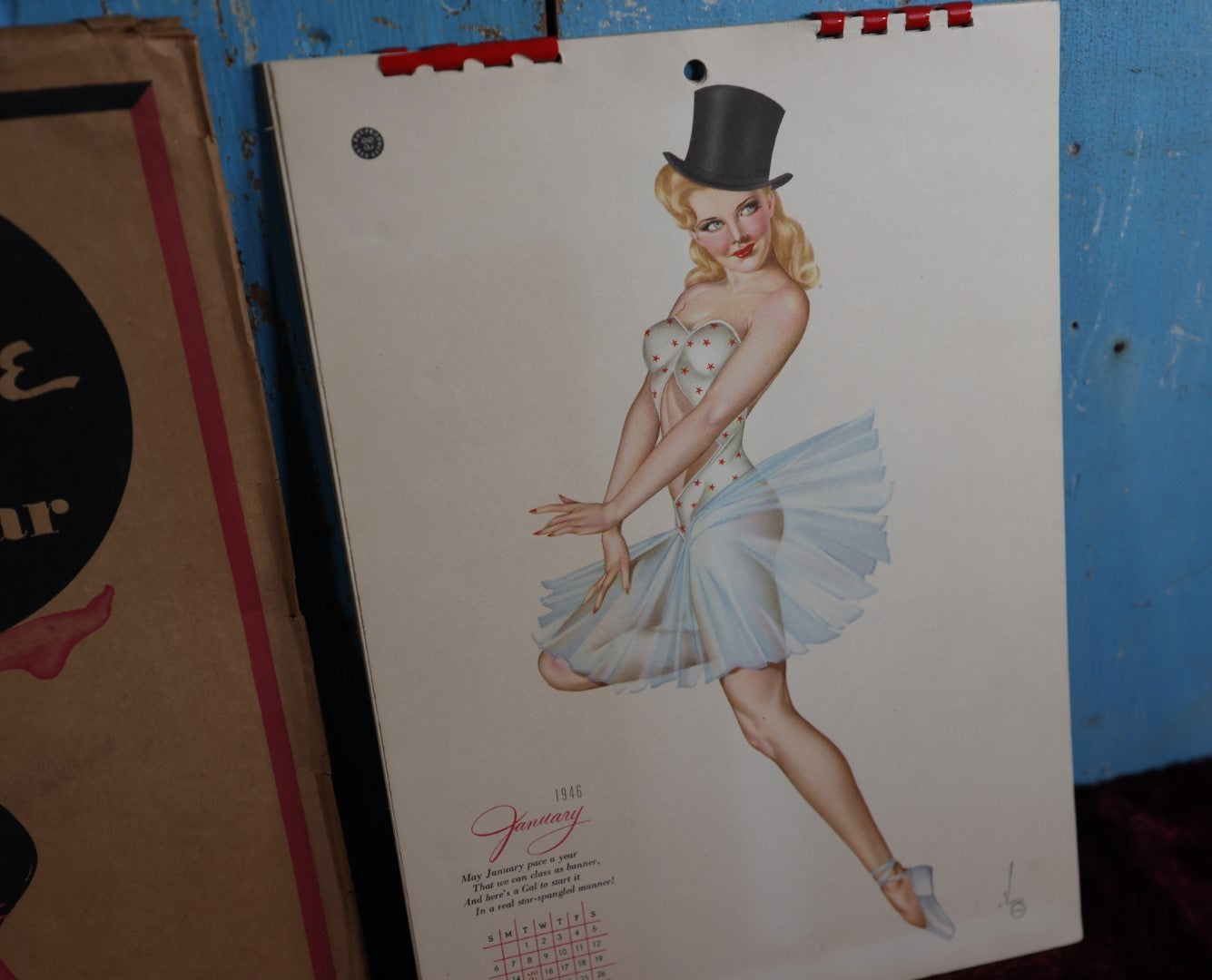 Lot 049 - Vintage 1946 Equire Varga Calendar With Pinups By Alberto Vargas, Complete, In Folder