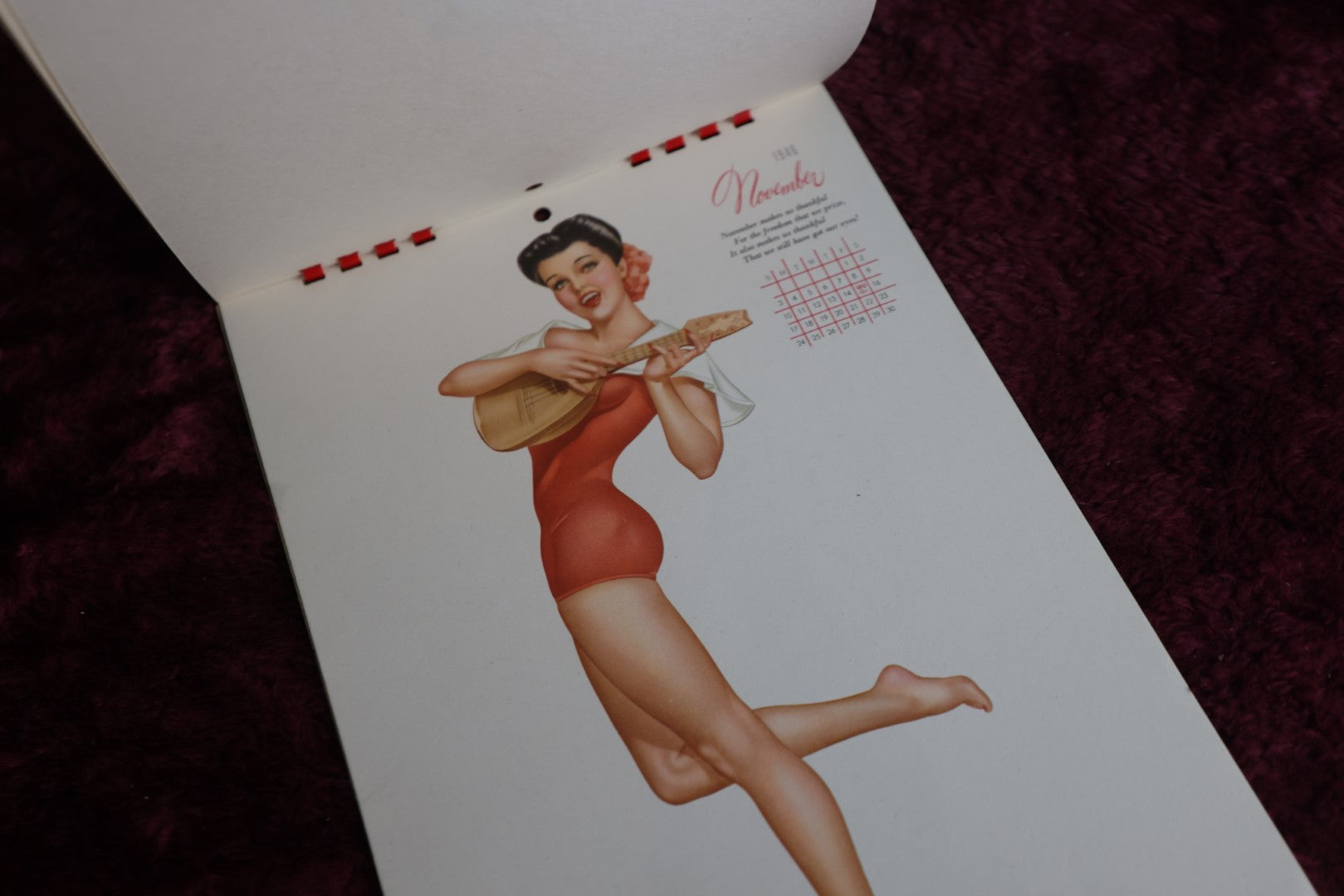 Lot 049 - Vintage 1946 Equire Varga Calendar With Pinups By Alberto Vargas, Complete, In Folder