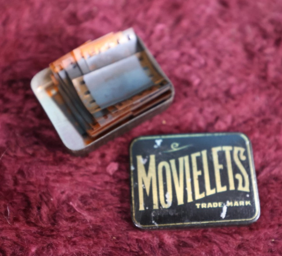 Lot 054 - Anitque Movielets Tin With Silent Movie Film Strip Cells, Early Cinema