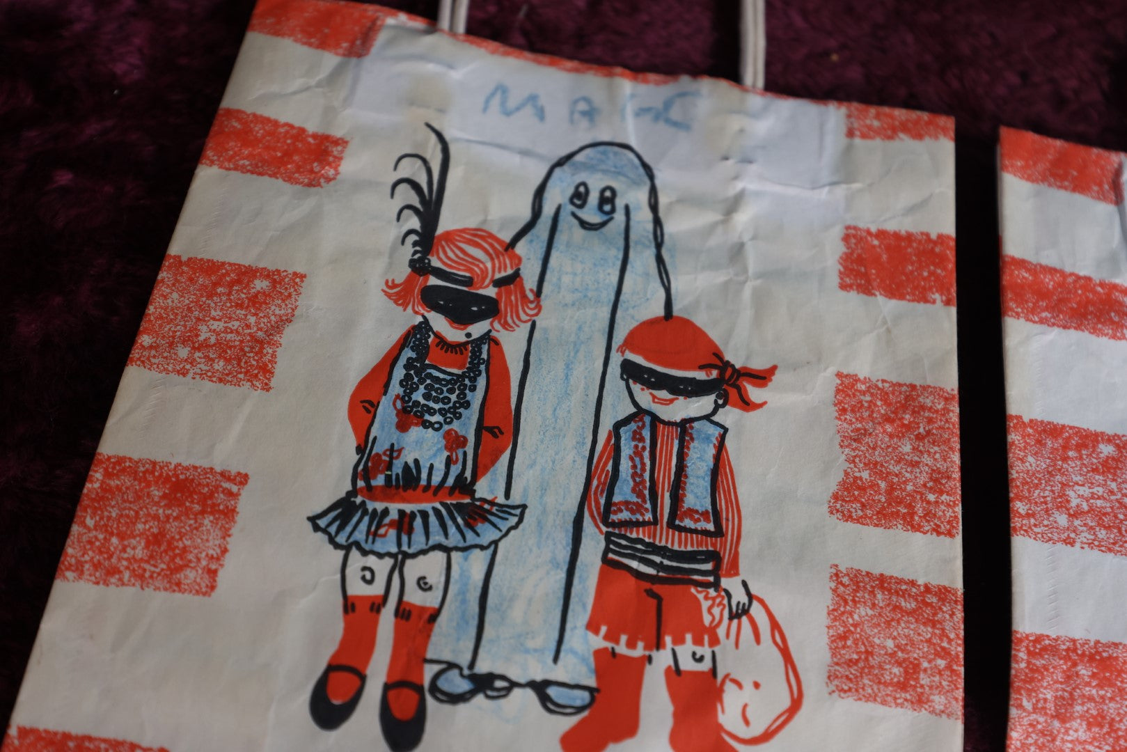 Lot 055 - Grouping Of Three Vintage Halloween Trick Or Treat Bags By Duro, Various Markings And Wear, Sold As Lot