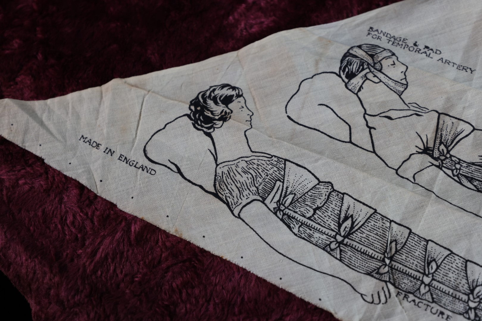 Lot 056 - Antique Vernaid Bandage, First Aid Handkerchief Sling Showing Different Uses, Design № 720438 Approved By Sir James Cantlie K.B.E. Fr.C.S