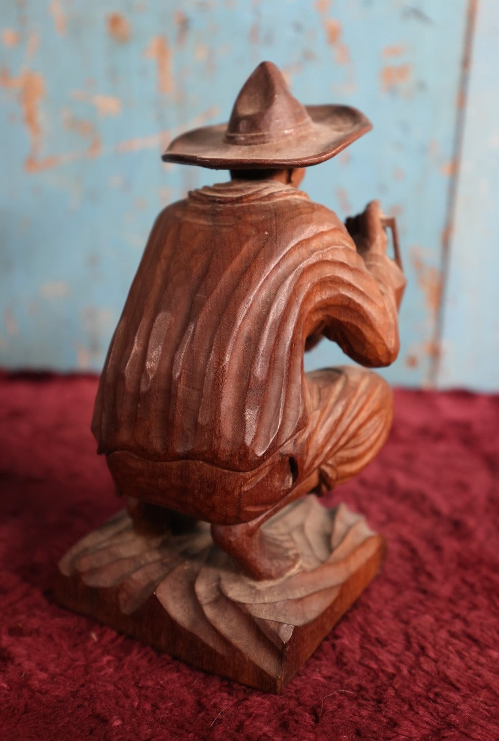 Lot 063 - Folk Art Carved Wooden Cowboy Statue, Pouring Tea Or Coffee, Artist Signed, W. Weiss.