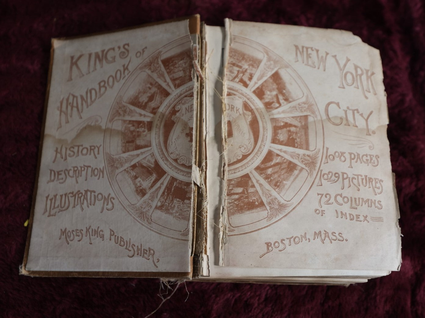 Lot 066 - King'S Handbook Of New York City, Antique Book, Edited And Published By Moses King, Second Edition, Water Damage, Poor Condition