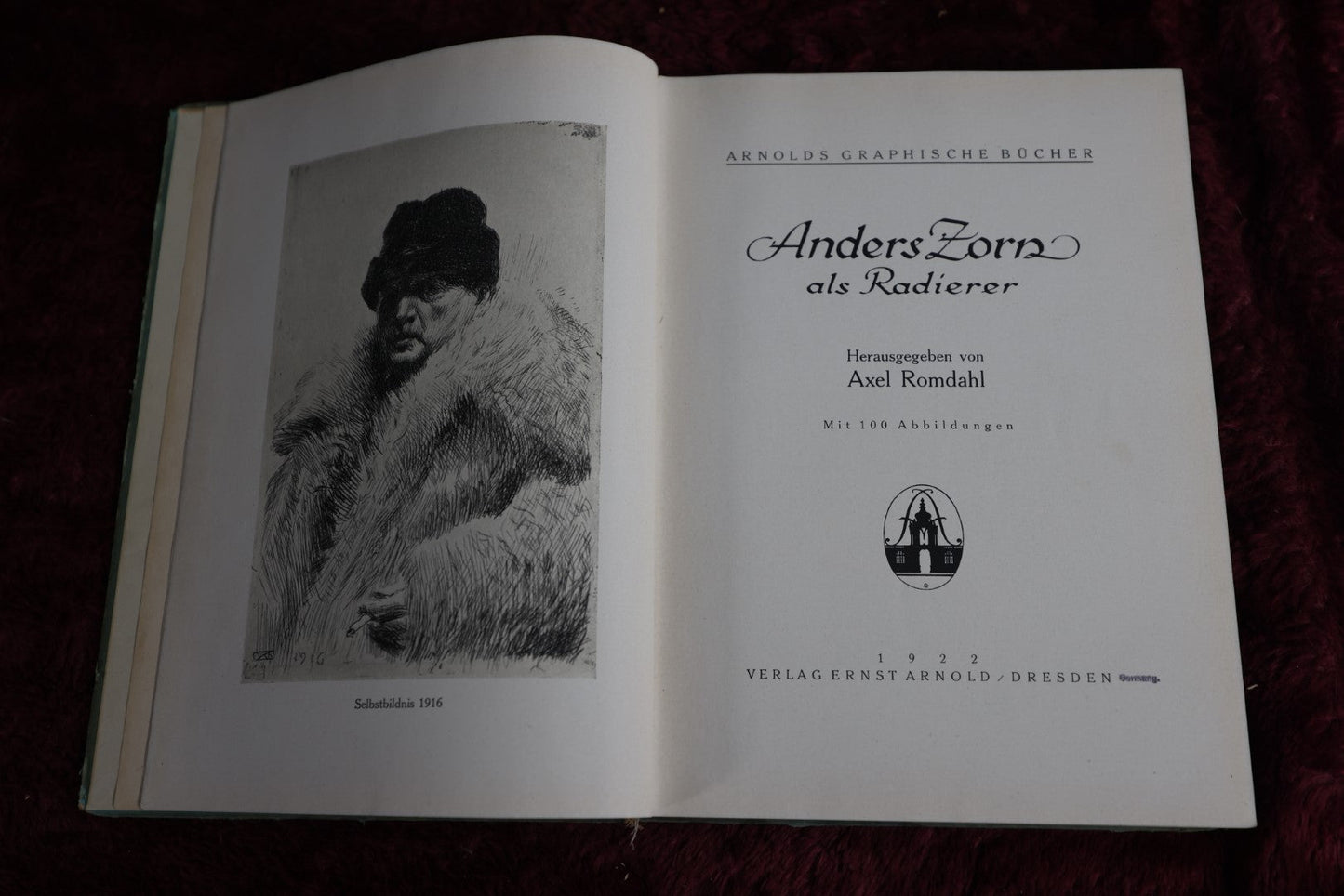 Lot 067 - Anders Zorn Als Radierer Antique Art Book With Many Illustrations, Damage To Spine Covering, 1922