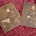 Lot 073 - Pair Of Antique 8 X 10 Photos Of Knights Templar Or Free Masons Fraternity Members, Skull And Crossbones Aprons, Other Regalia