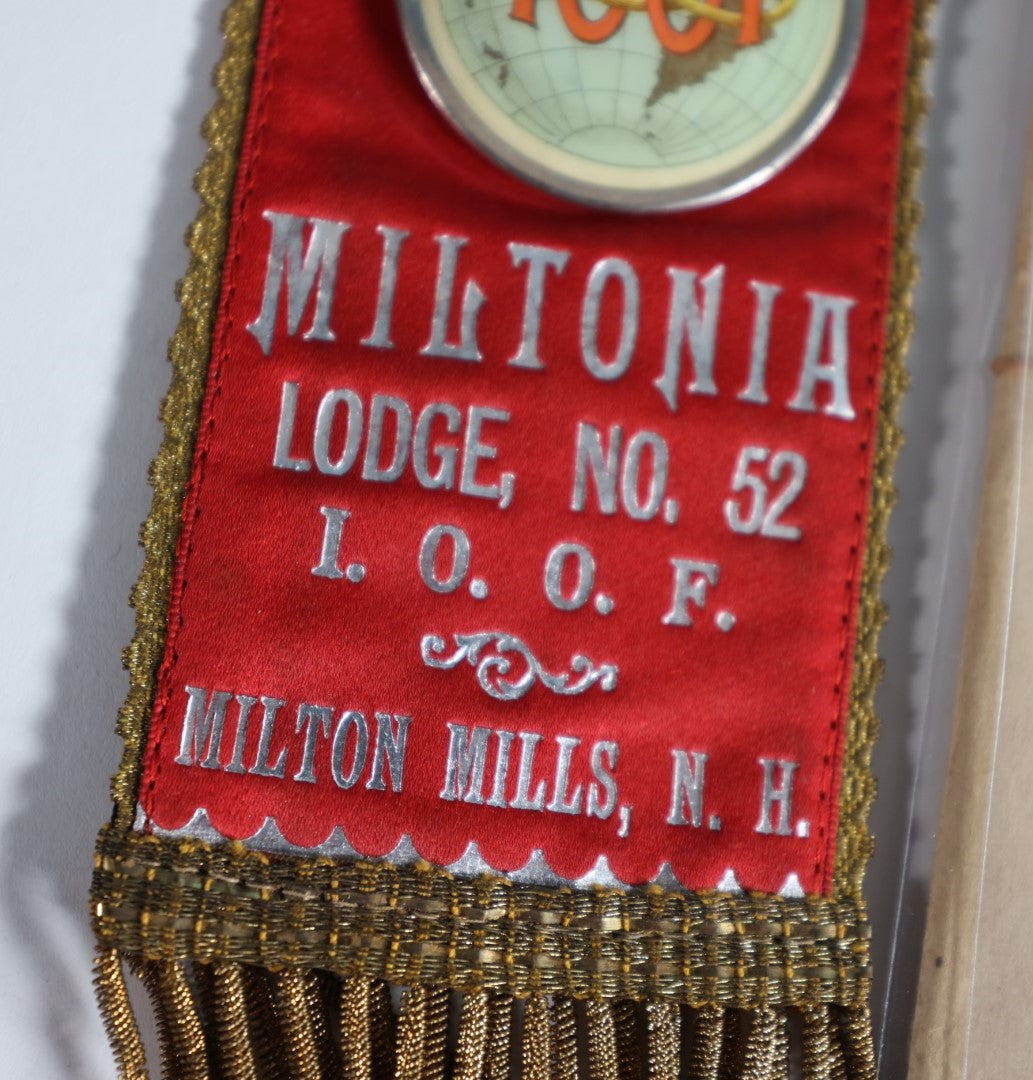 Lot 079 - Antique I.O.O.F. Odd Fellows Miltonia Lodge No. 52 Milton Mills, N.H. Ribbon Badhe With Envelope, Whitehead And Hoag Co.