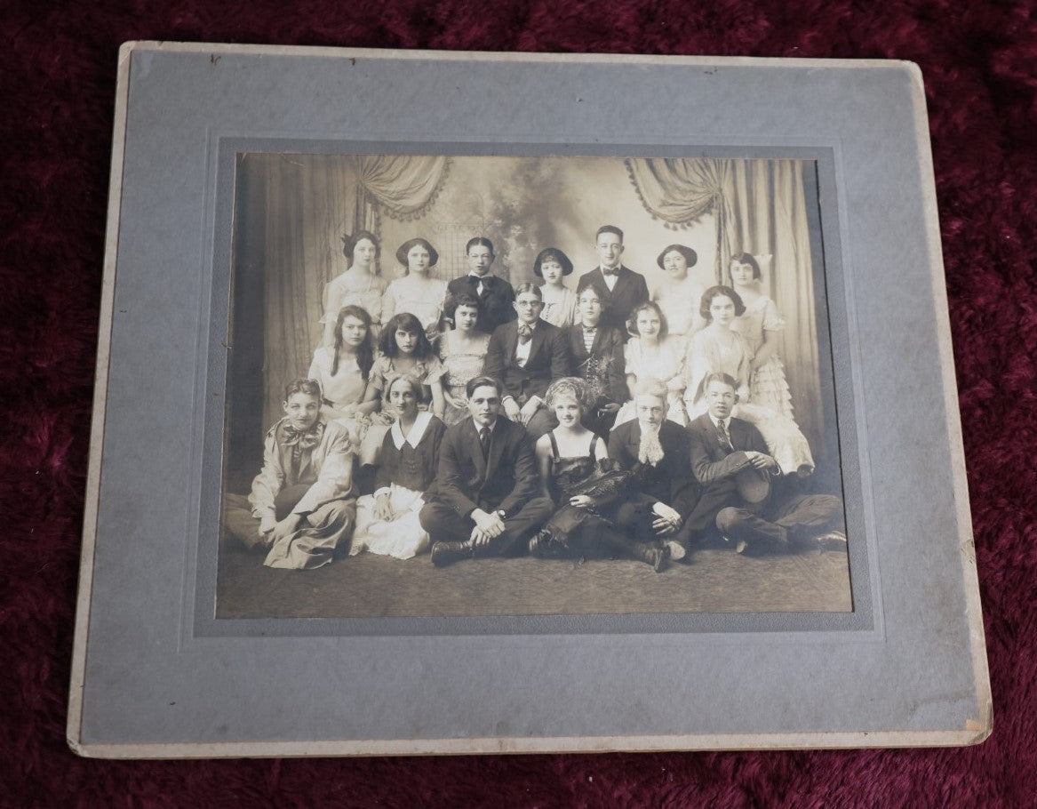 Lot 081 - Antique Boarded Photo Of Well Dressed Young People, Make-Up And Fake Beards, Maybe A Ball, Marked Murphy On The Back