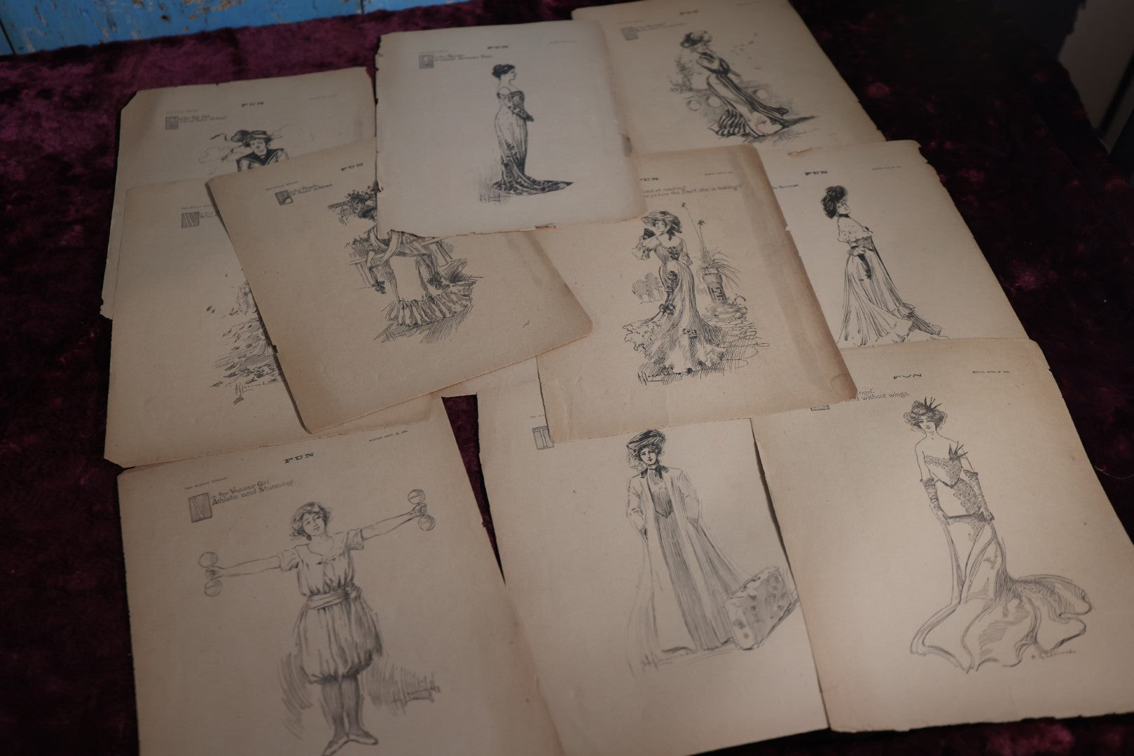 Lot 083 - Grouping Of Victorian Woman Newspaper Clipping Illustrations, Boston Sunday Herald, April 28, 1901, Victorian Fashion, Ten Pieces