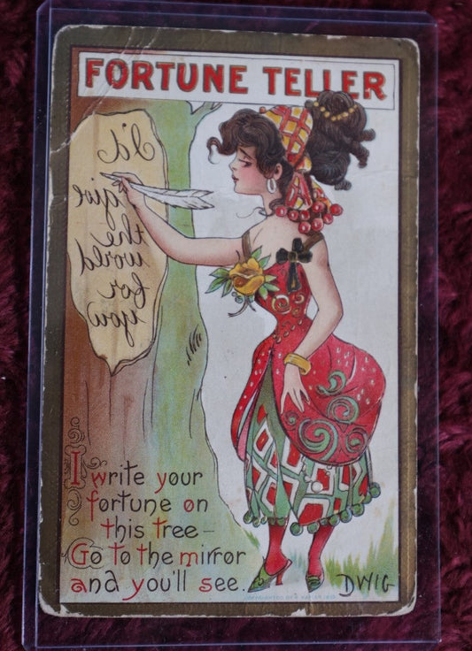 Lot 085 - Antique Fortune Teller Postcard, Signed Dwig