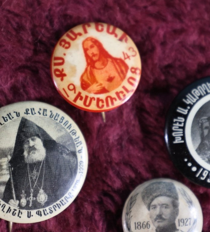 Lot 087 - Grouping Of Four Vintage Armenian Religious Pinback Buttons, 1920-1940S