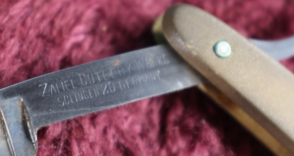 Lot 088 - Antique Straight Edge Shaving Razor, Zanel Cutlery Werks, Germany, Original Price $2.00, With Box