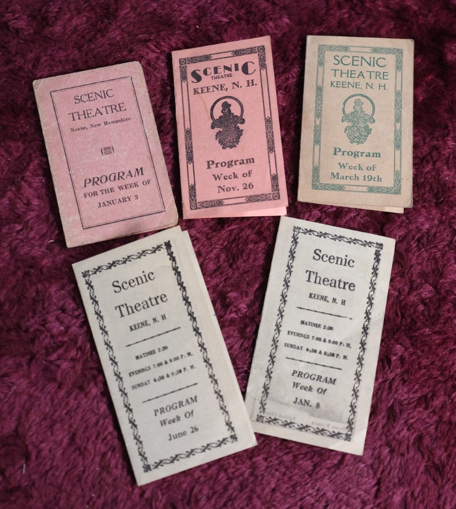 Lot 092 - Grouping Of Five Antique Scenic Theatre, Keene, N.H. Programs, Films, Plays, And More