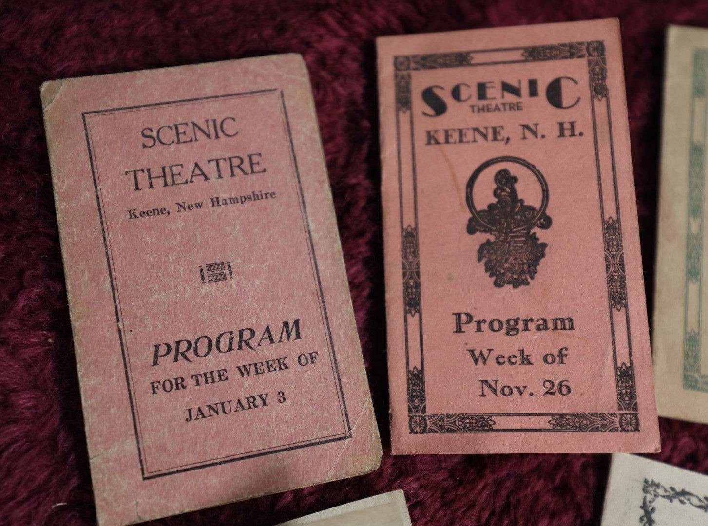 Lot 092 - Grouping Of Five Antique Scenic Theatre, Keene, N.H. Programs, Films, Plays, And More