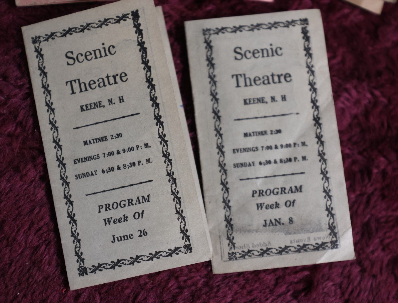 Lot 092 - Grouping Of Five Antique Scenic Theatre, Keene, N.H. Programs, Films, Plays, And More