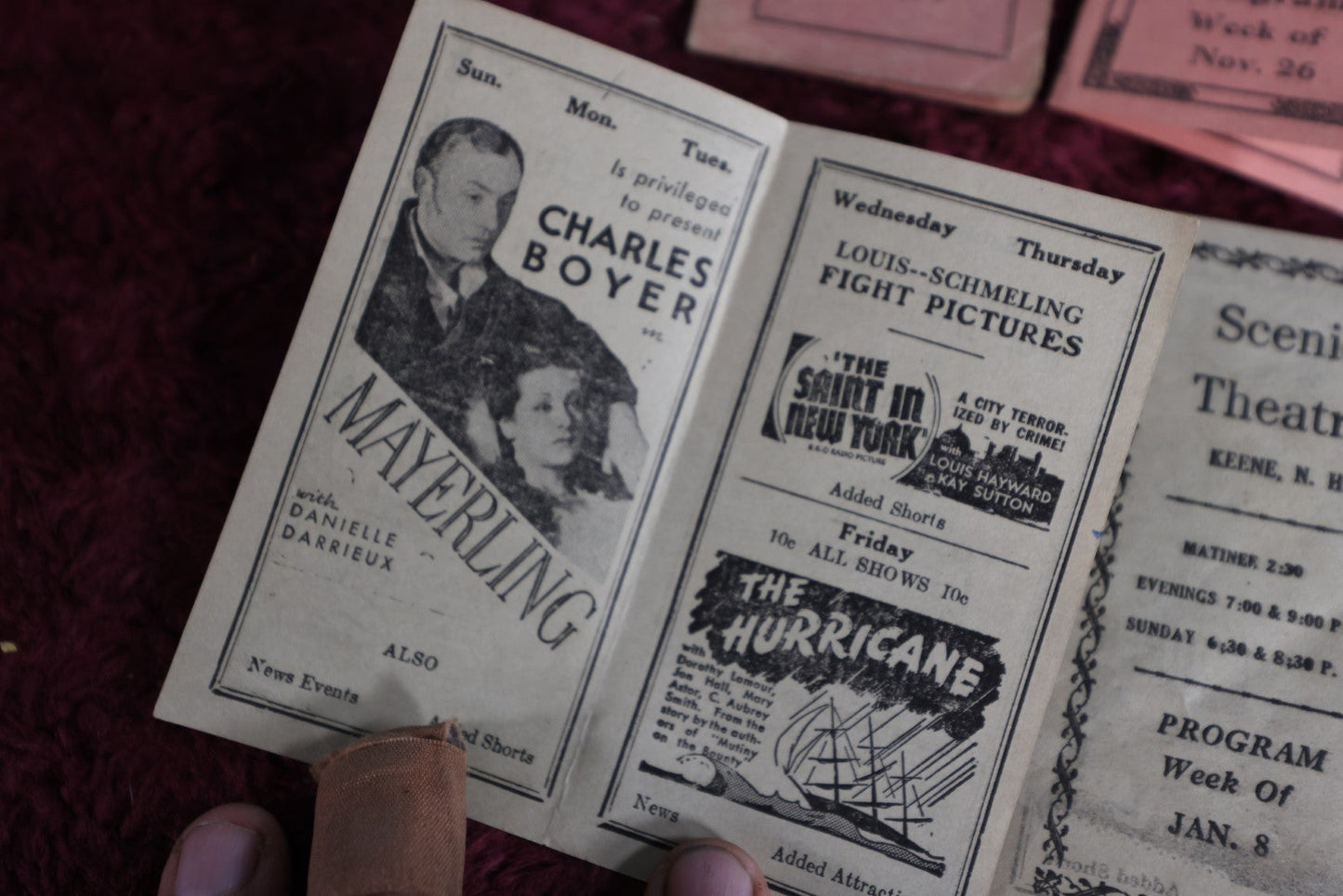 Lot 092 - Grouping Of Five Antique Scenic Theatre, Keene, N.H. Programs, Films, Plays, And More