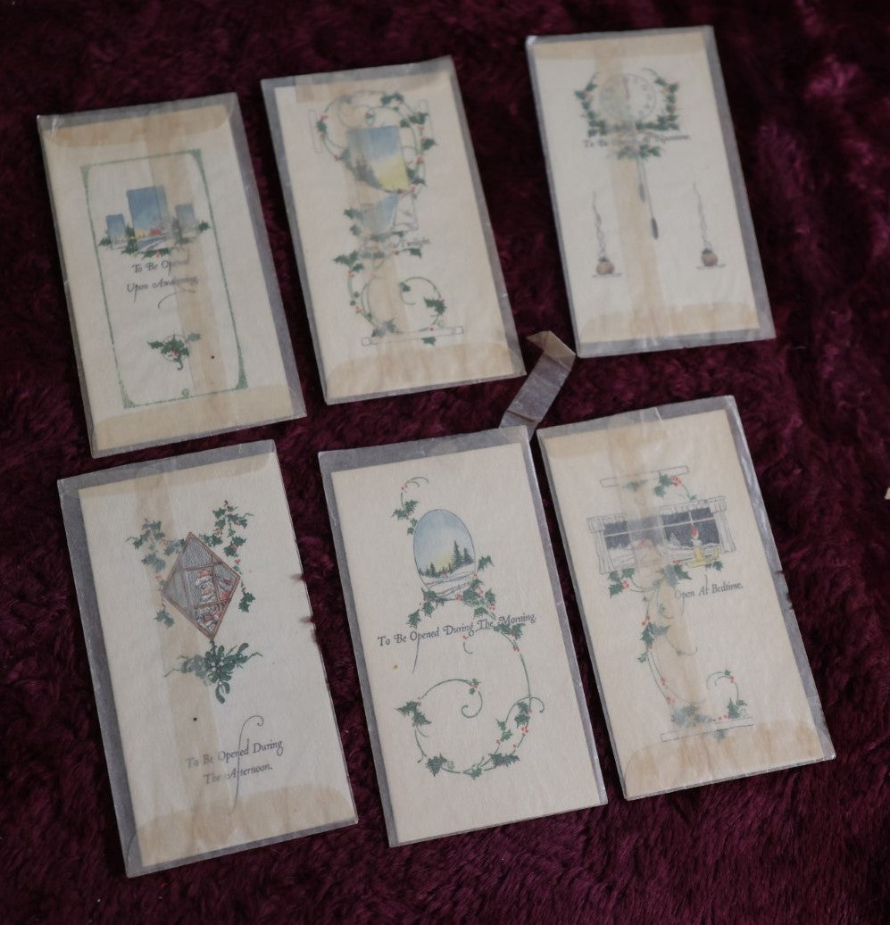 Lot 093 - Grouping Of Six Vintage Christmas Advent Cards In Sleeves