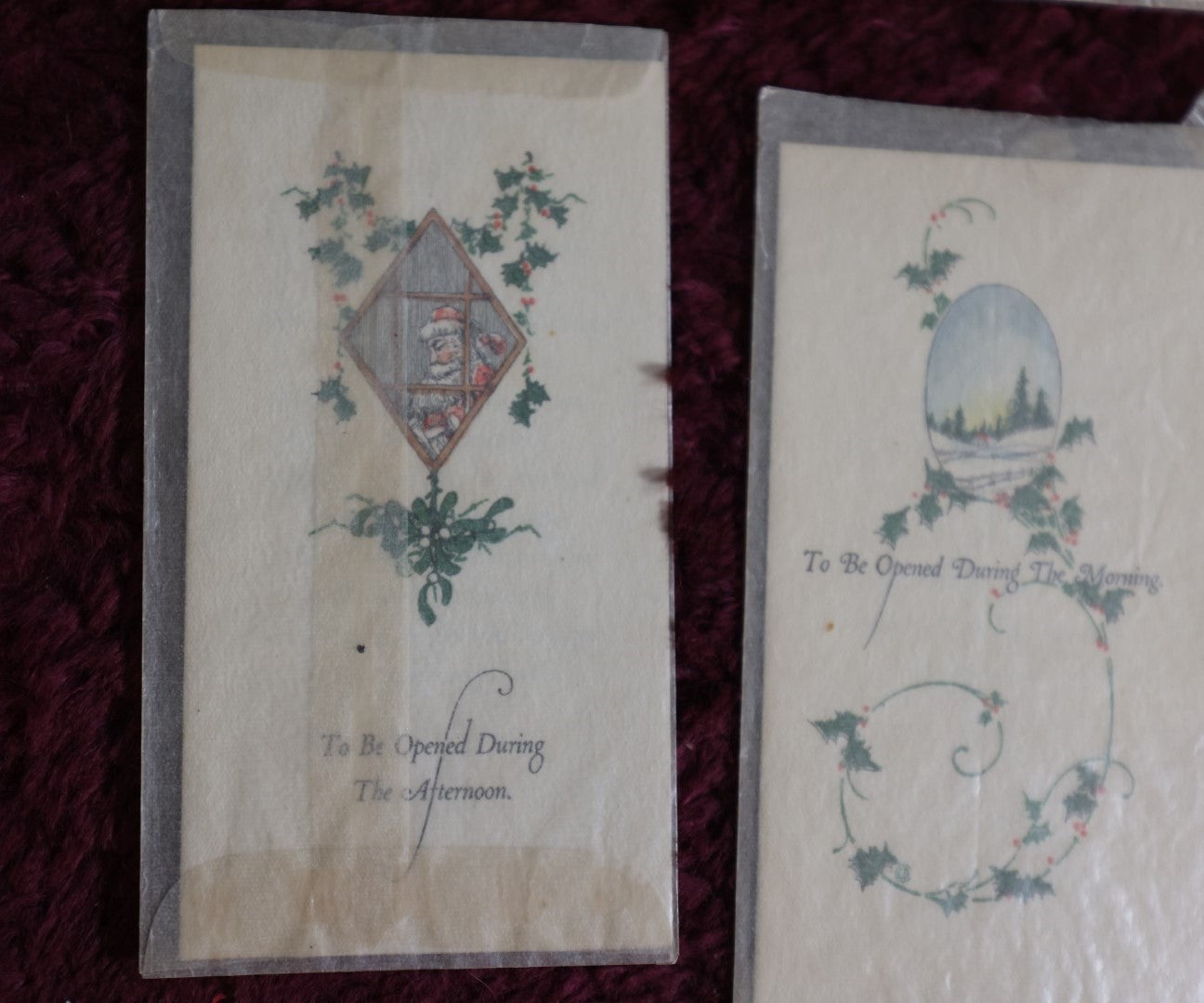 Lot 093 - Grouping Of Six Vintage Christmas Advent Cards In Sleeves