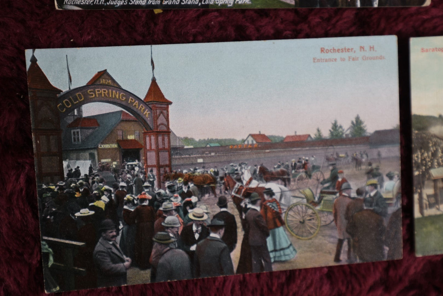 Lot 094 - Six Piece Grouping Of Racing Postcards And Photos, Horse Racing, Rochster, N.H. Fairgrounds, Saratoga Race Track, Dallas Texas State Fair