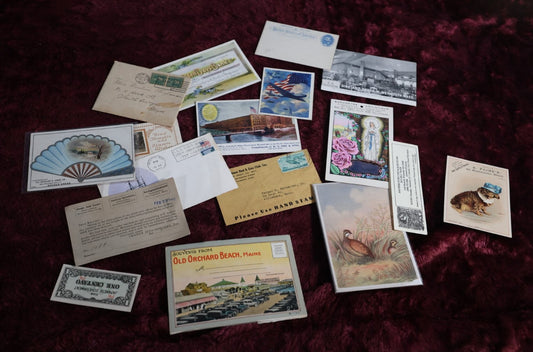 Lot 096 - Grouping Of 18 Antique And Vintage Misc Ephemera, Postcards, Trade Cards