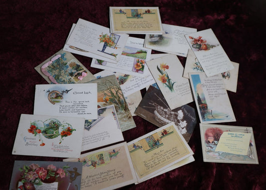 Lot 102 - Grouping Of 26 Vintage And Antique General Greeting, Birthday, Good Luck Postcards